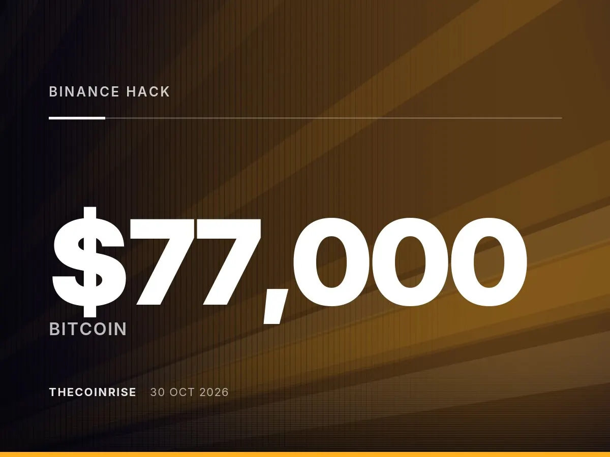 Binance Hack Reports Send BNB Down 7-8%, Bitcoin Slides Below $77,000