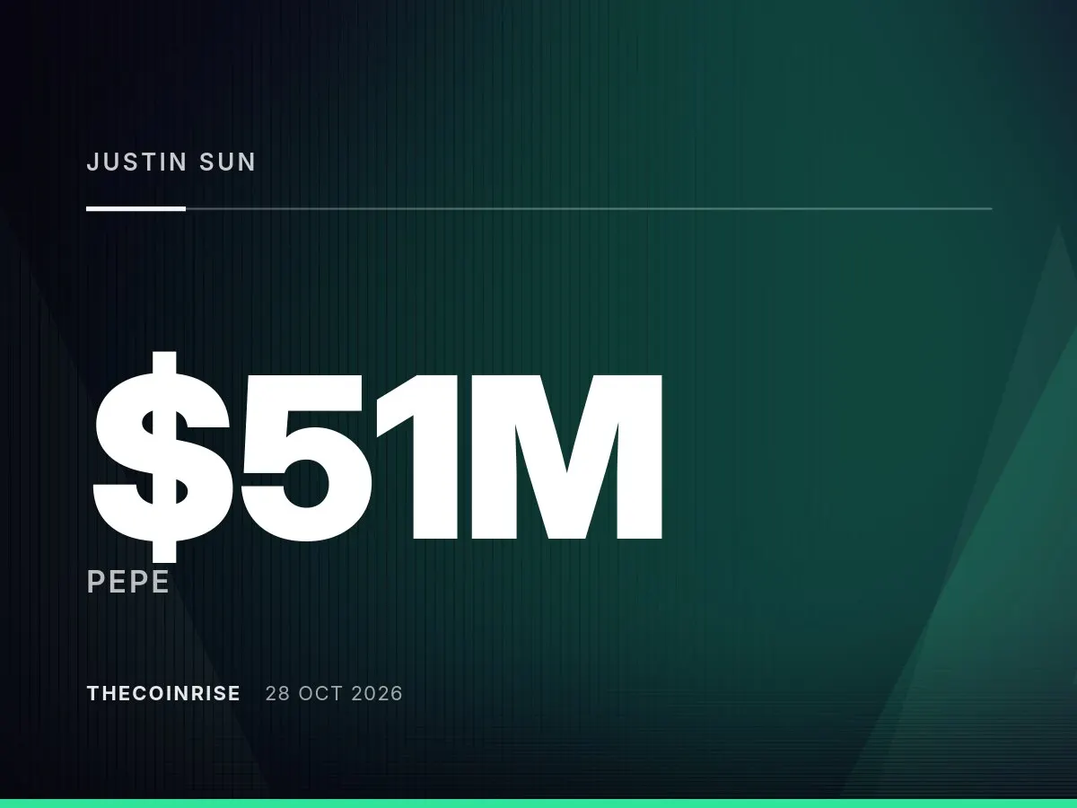 Justin Sun Emerges as Largest Individual PEPE Holder With $51M Stake